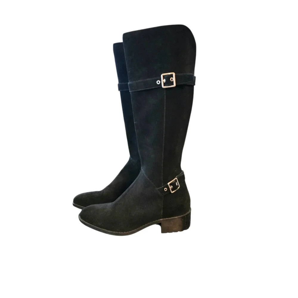 Cole Haan Grand.OS Indiana Waterproof Black Suede Knee High Boots D42391 Size 9B